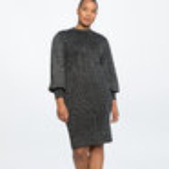 NWT Puff Sleeve Metallic Sweater Dress - HOLIDAY PARTY TIME 🍾🥂🥳🎊 - Picture 1 of 5